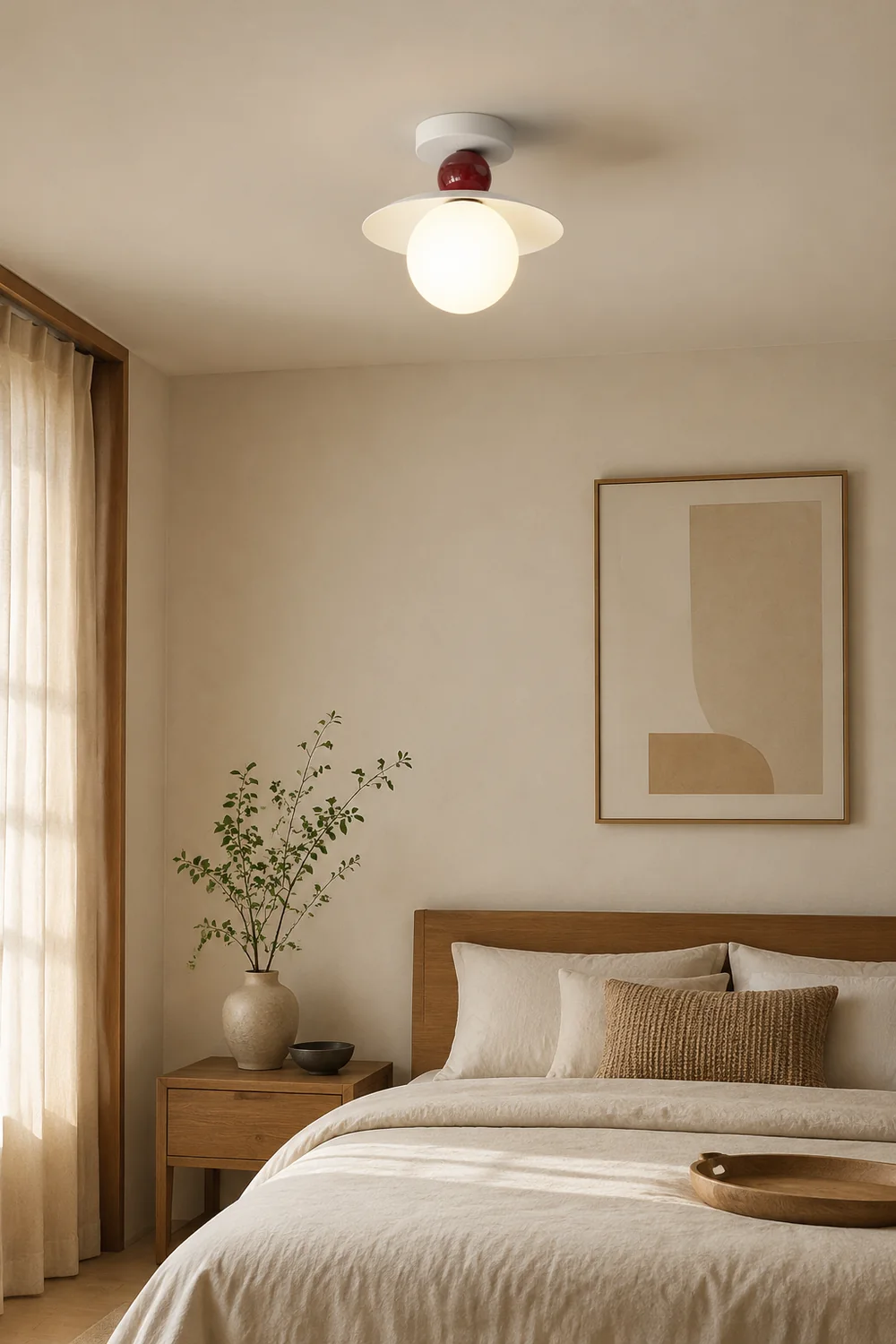 Hailie Modern LED Wall Lights/Ceiling Light Wood/Red Bedroom/Hallway/Living Room - Lumpaz