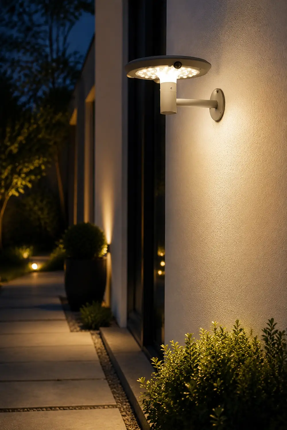 Modern Mushroom LED Solar Wall Light with Dual Motion Sensors - Gray - Lumpaz