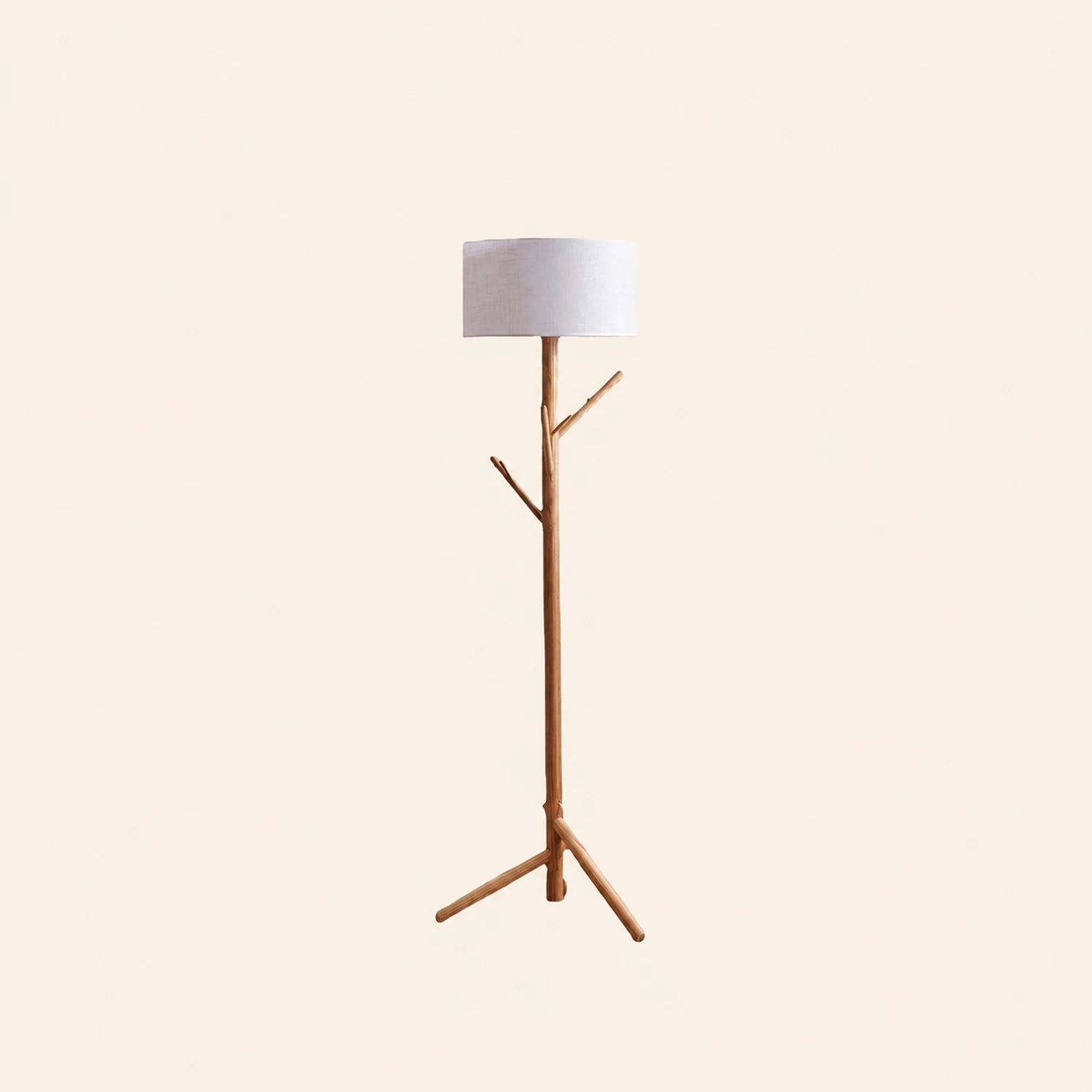 Muto Floor Lamp Japanese Tree, Beige, Fabric/Wooden - Lumpaz