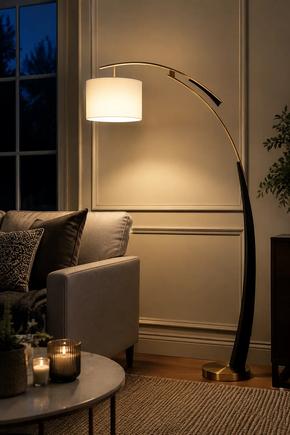 Salgado Floor Lamp 3 Color Temperature Switchable, Artificial Fabric/Metal - Lumpaz