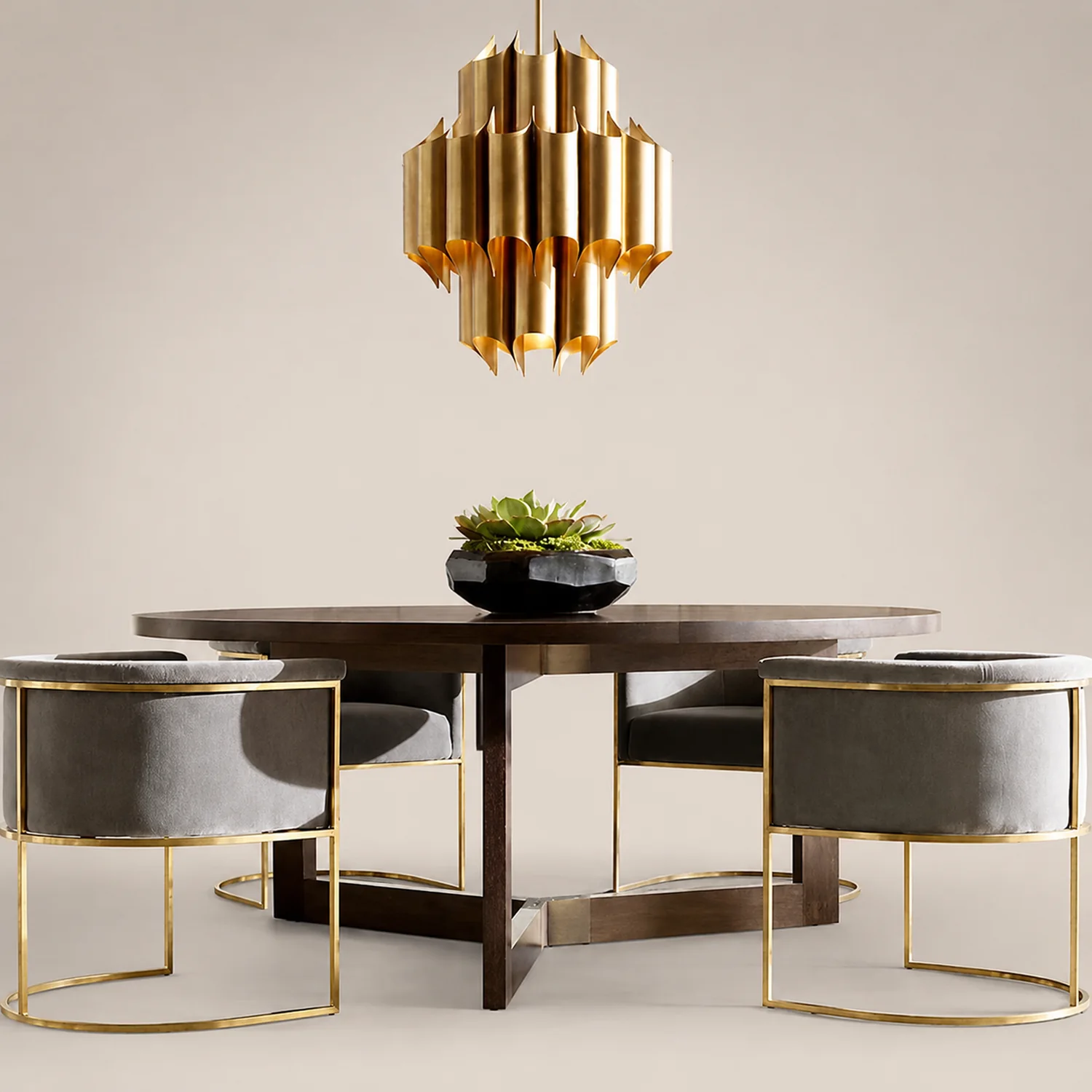 Evette Simple Retro Creative Chandelier Brass Metal Bedroom - Lumpaz