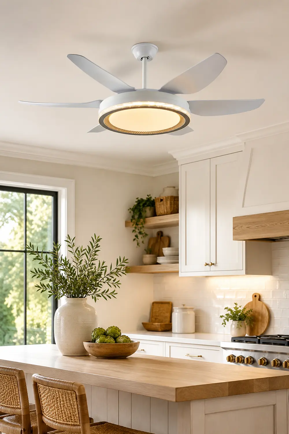 Haydn 6-Blade Modern Basic DC Ceiling Fan with Light, 51'' - Lumpaz