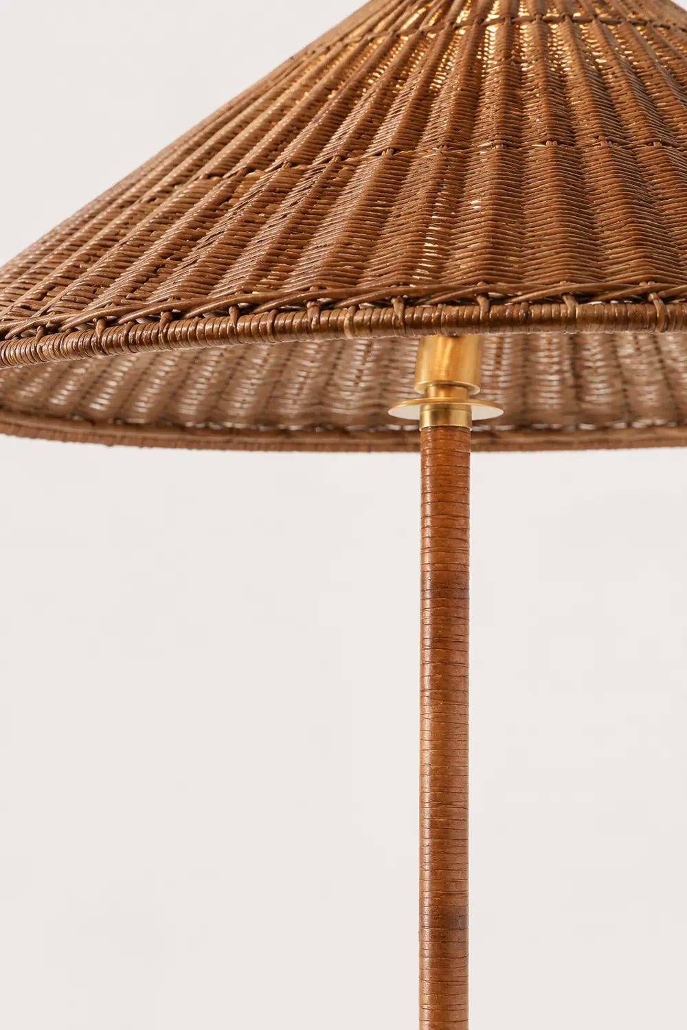 Muto Modern Metal Fabric Rattan Floor Lamp - Lumpaz