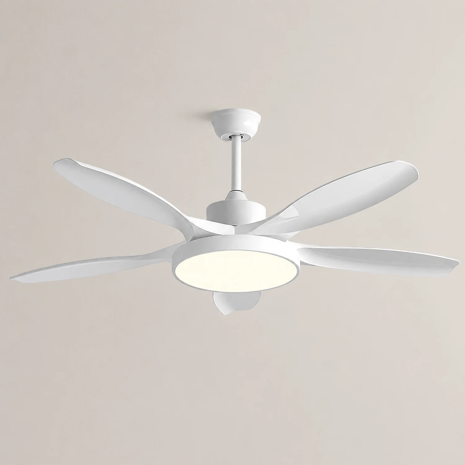 Ozawa Basic White & Black 5-Blade DC Ceiling Fan with Light, Wooden, 51'' - Lumpaz