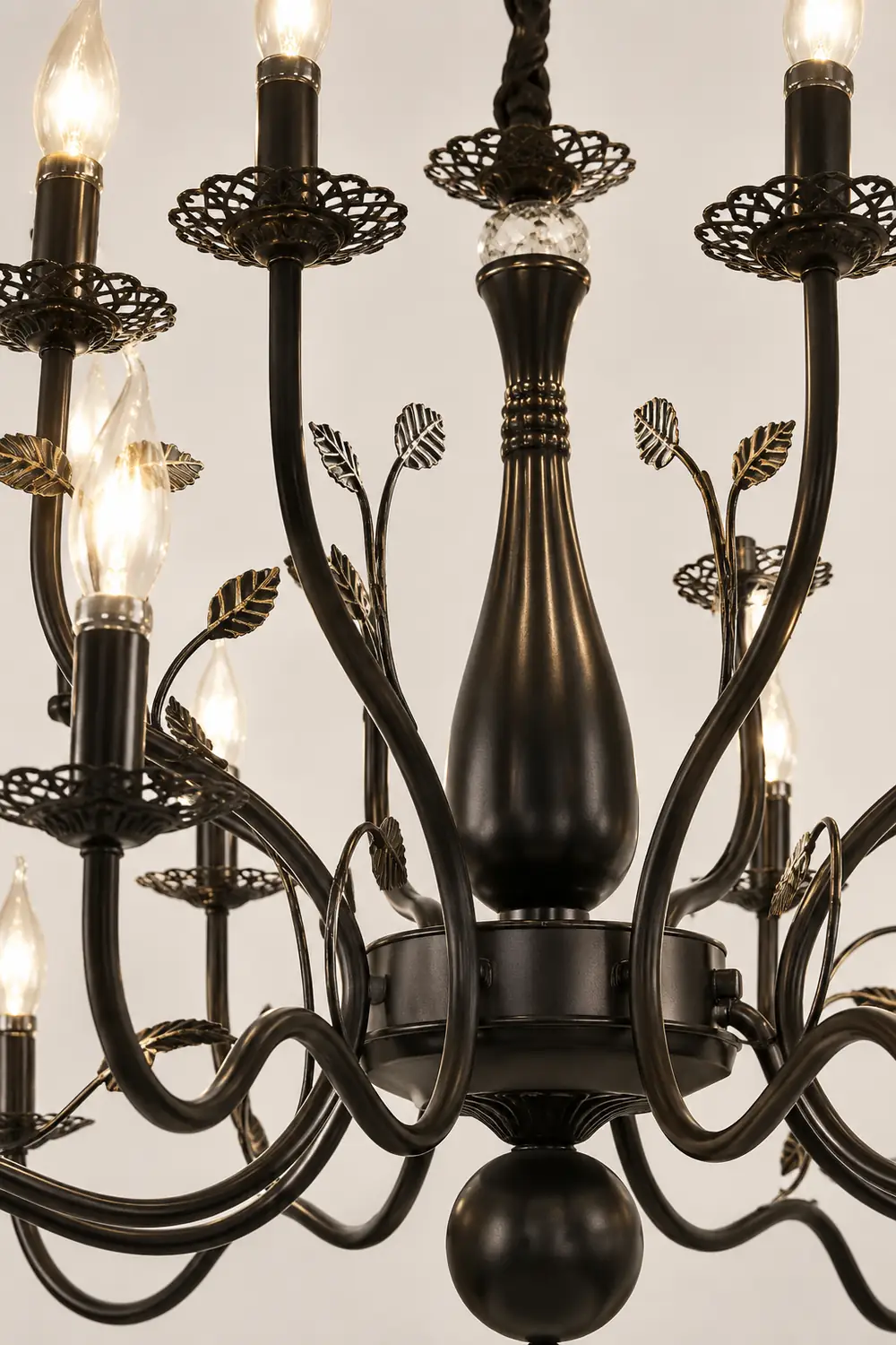 Marilyn Antique Candle Crystal/Metal Chandelier, Black/Gold - Lumpaz
