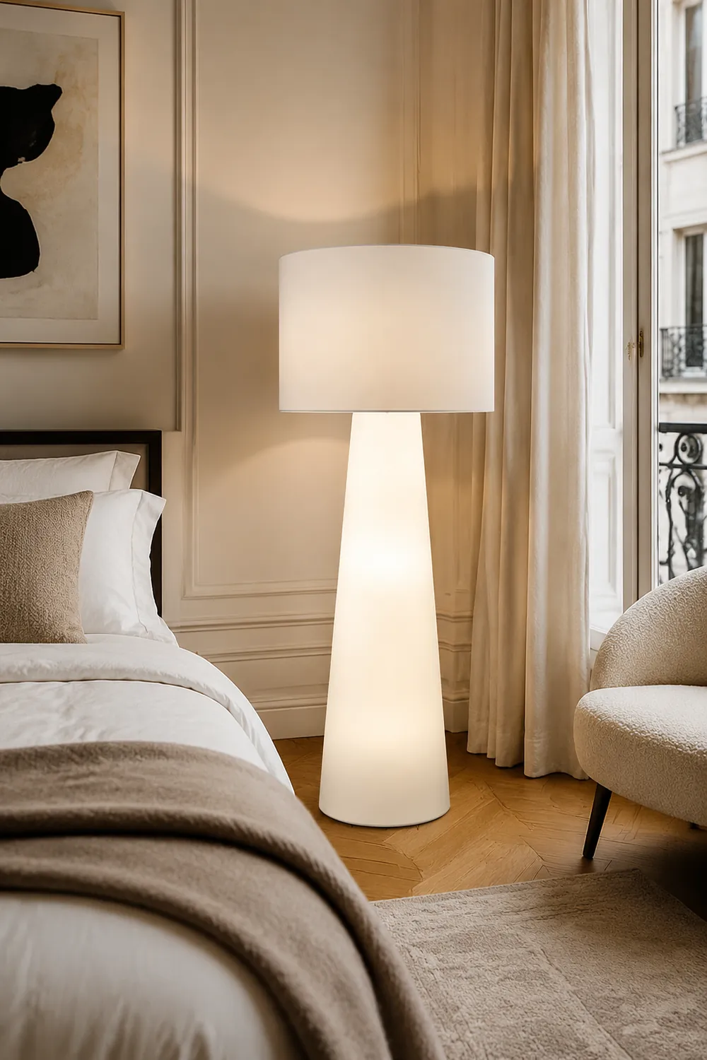 Eryn Modern Cylinder Metal  Fabric Floor Lamp - Lumpaz