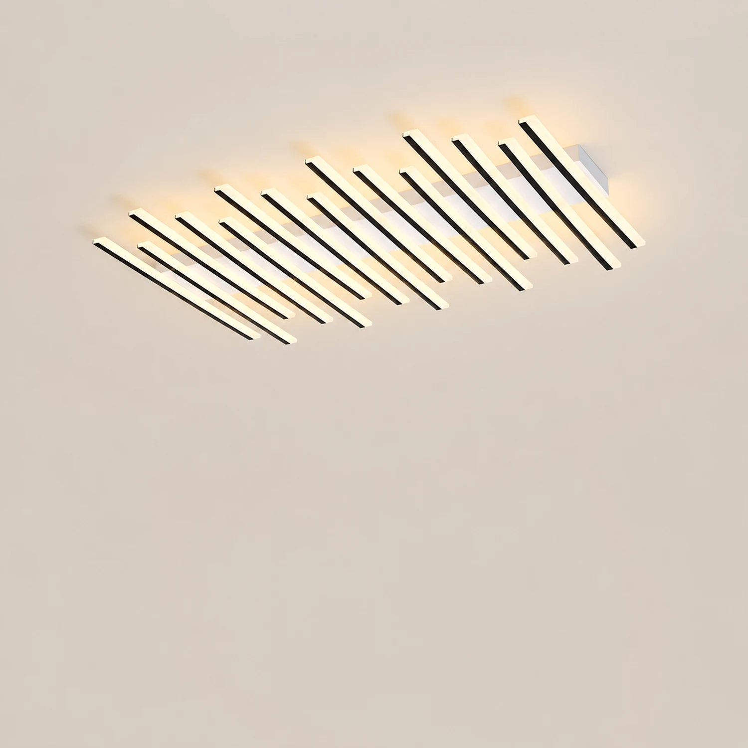 Quinn Flush Mount Ceiling Light Linear Modern, Metal, Black, Living Room - Lumpaz