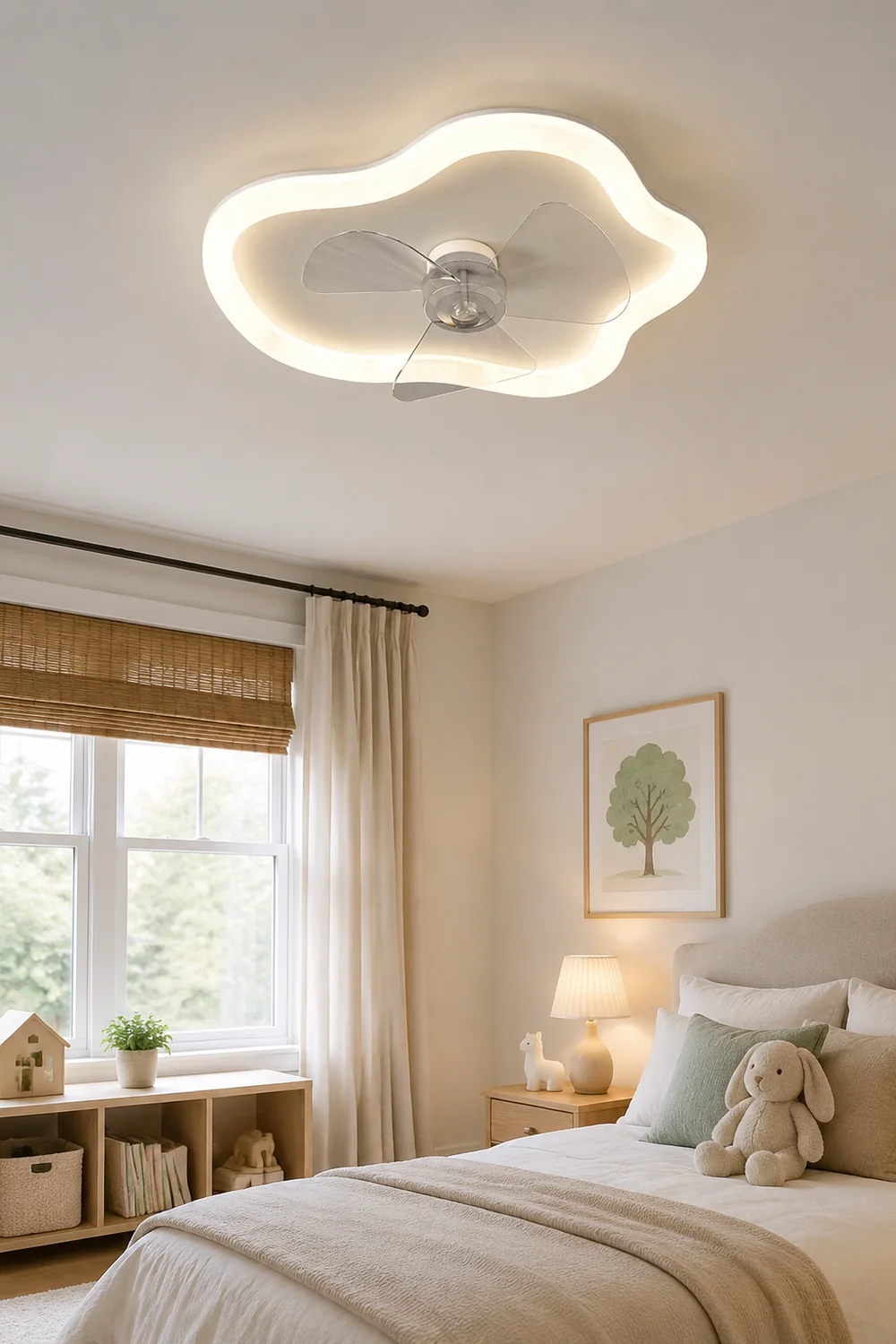 Minori Cloud Ceiling Fan with Light, L 18.1"/23.6" - Lumpaz