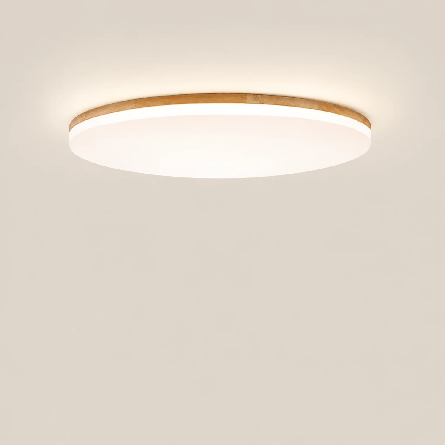 Ozawa Minimalist Wood Round Flush Mount Ceiling Light Bedroom - Lumpaz