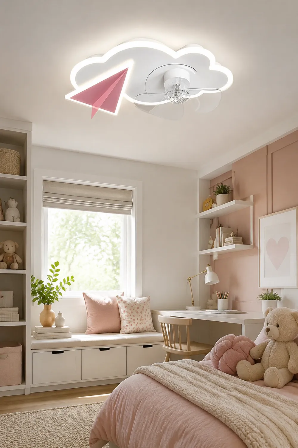 Minori Cloud & Plane Ceiling Fan With Light, 2 Colors, L 20.8''/22.8" - Lumpaz