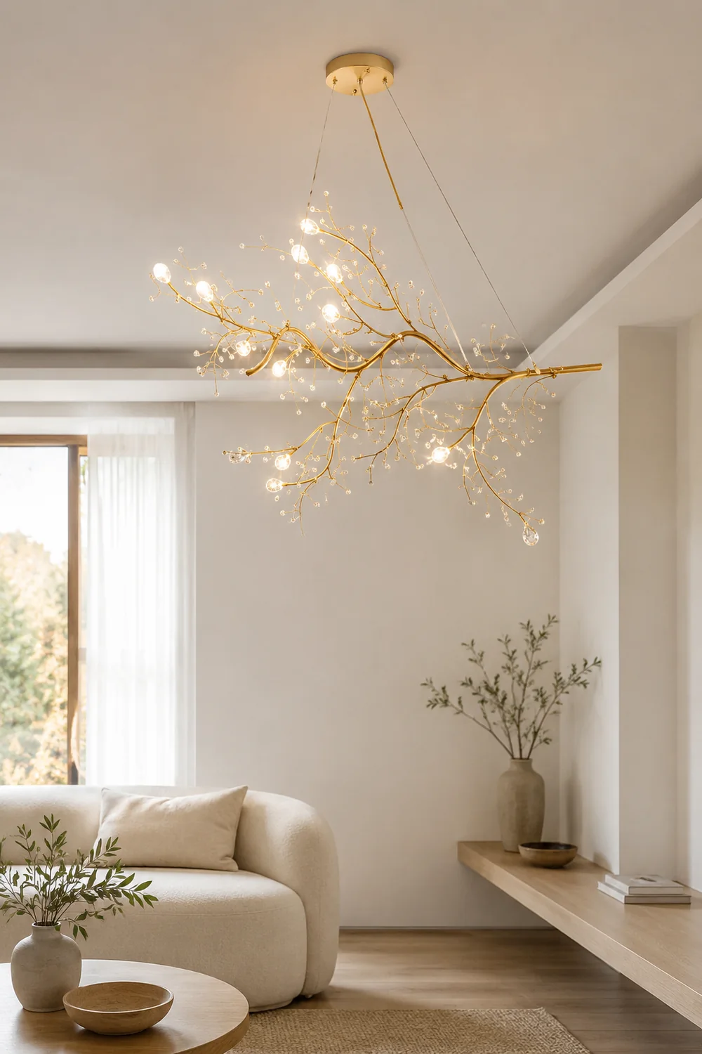 Ophelia Romantic Art Deco Branch Pendant Light Gold/Black/Silver Living Room - Lumpaz