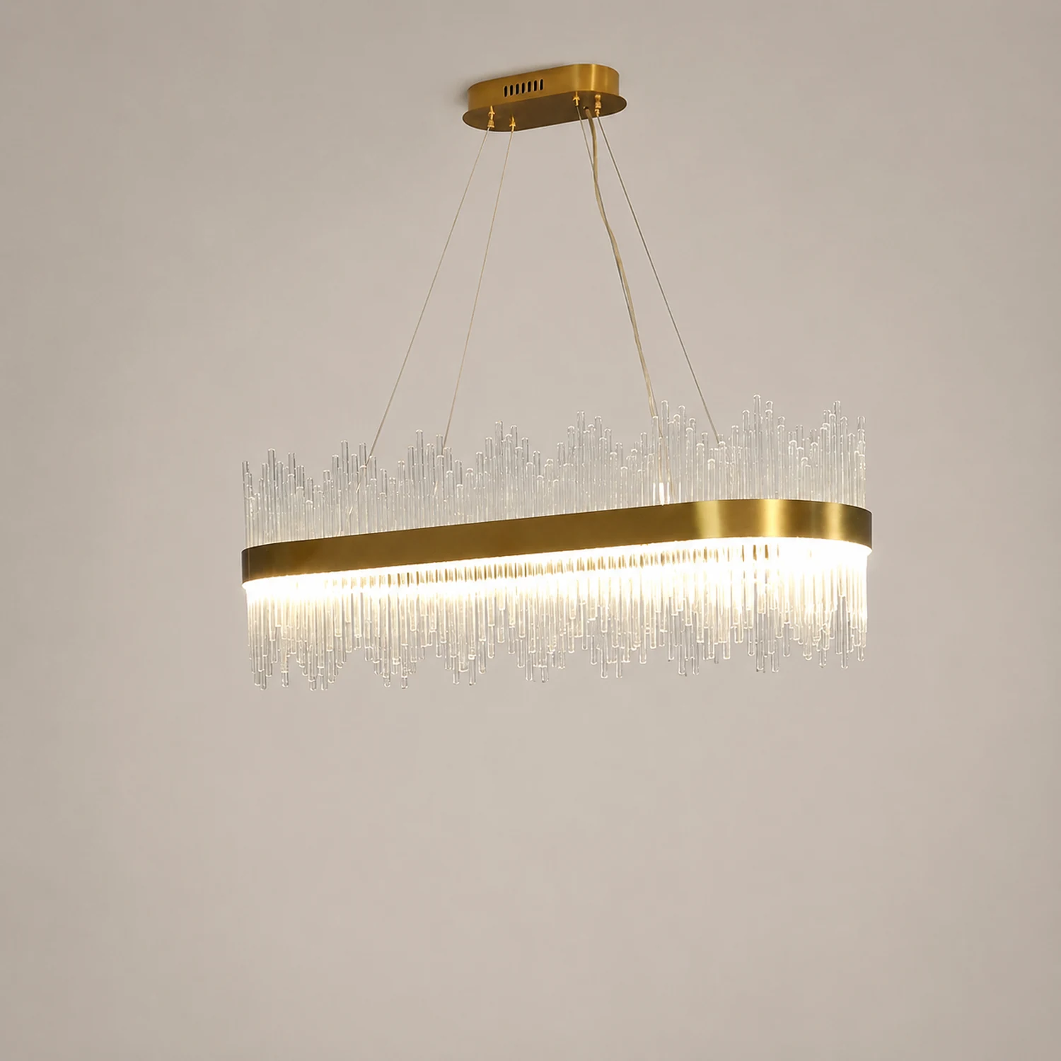 Marilyn Modern Round/Rectangular Chain Chandelier, Gold - Lumpaz