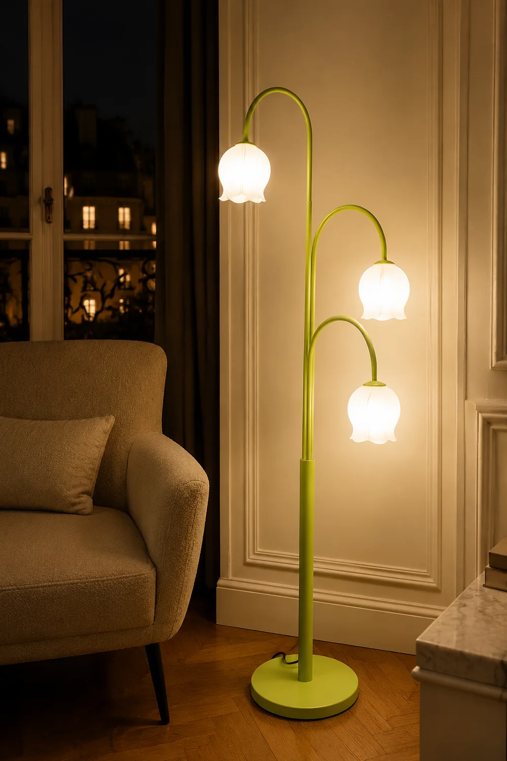 Lily Art Deco Dome Metal Glass Floor Lamp - Lumpaz