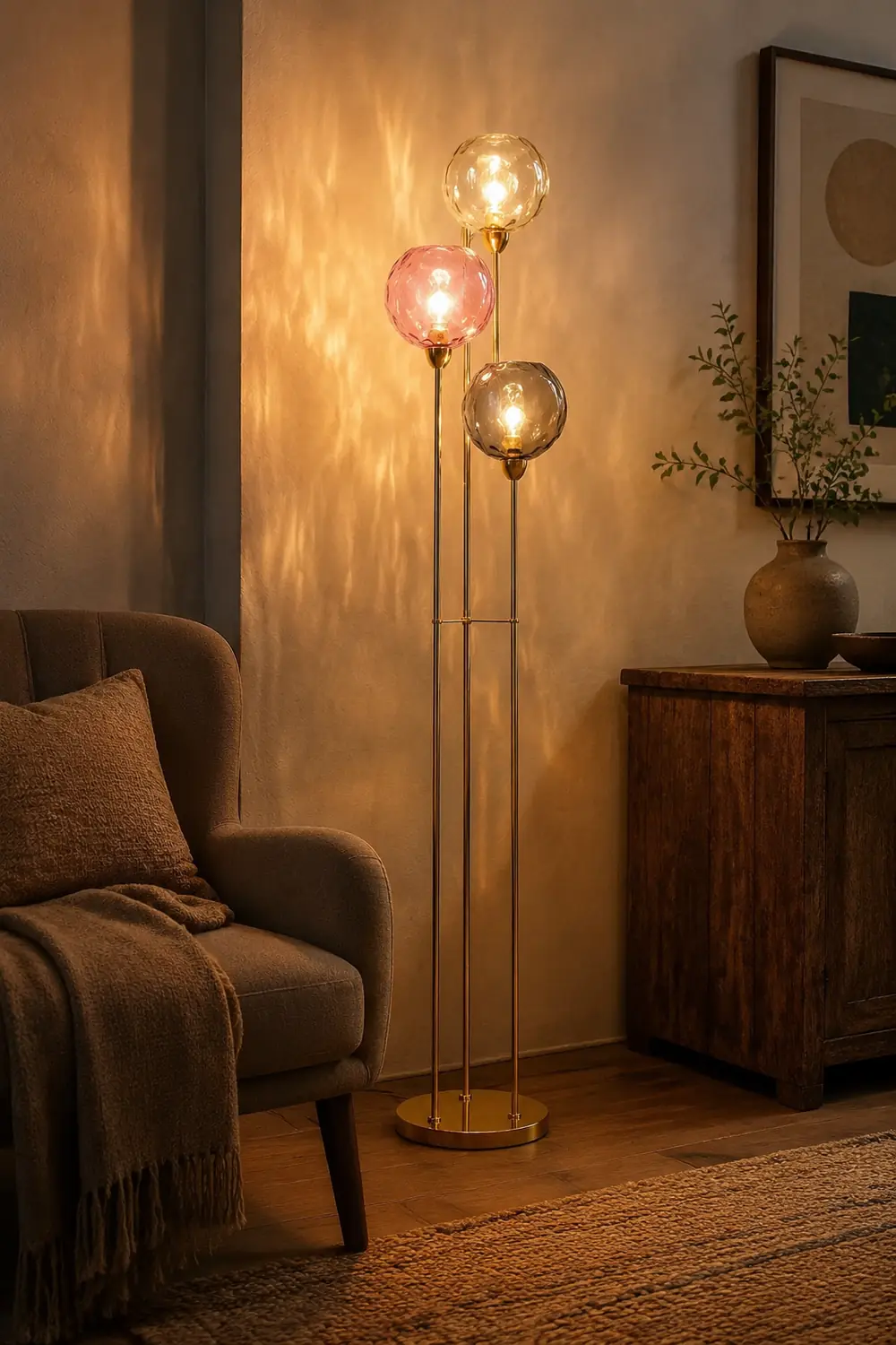 Hailie Designer Bubble Floor Lamp, Metal/Glass - Lumpaz