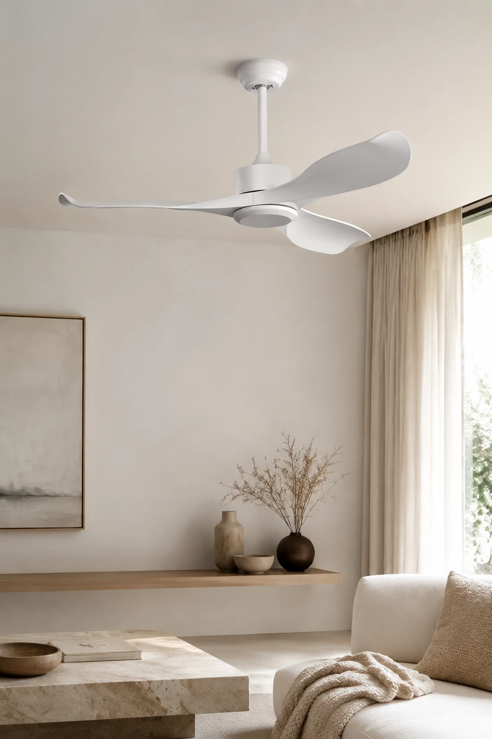 Haydn 3-Blade Modern DC Ceiling Fan, Black & White, 42''/52'' - Lumpaz