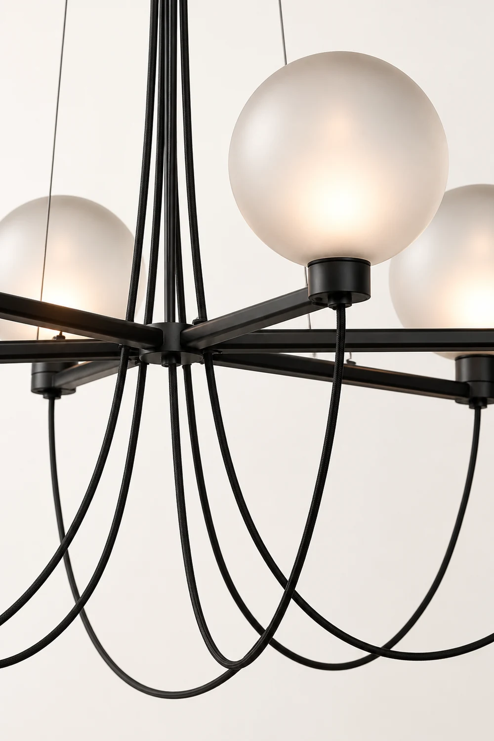 Valentina Nordic Modern Glass Ball Chandelier, Smoke Gray/Blue - Lumpaz