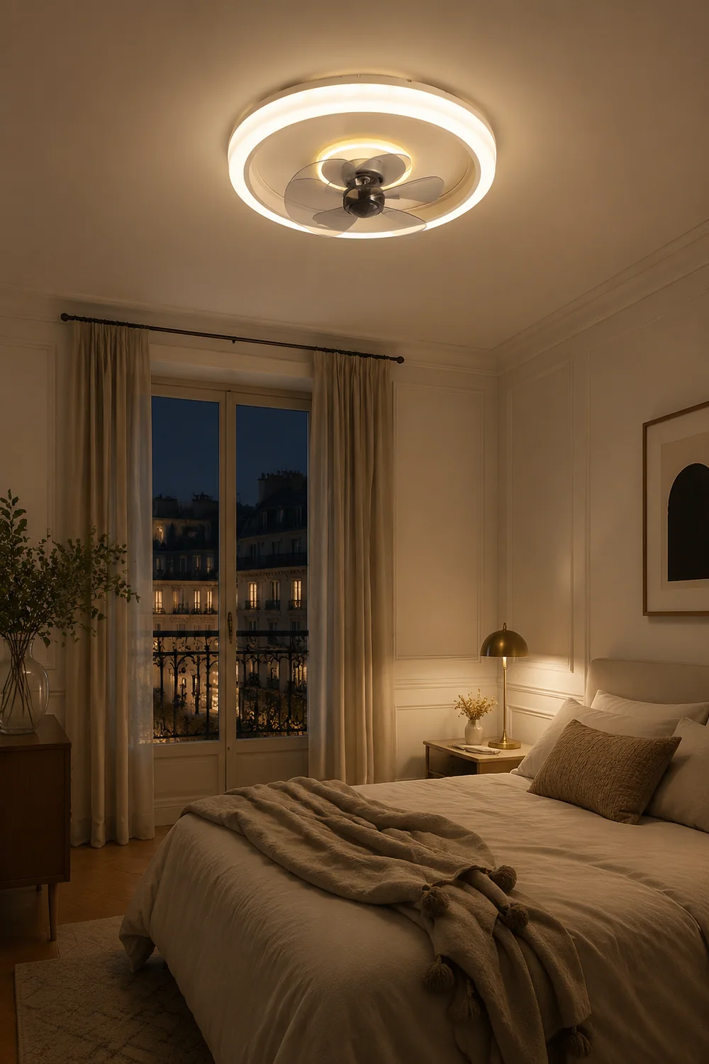 Edge 2-Light Ring Ceiling Fan with Light, 4 Color, DIA 20" - Lumpaz