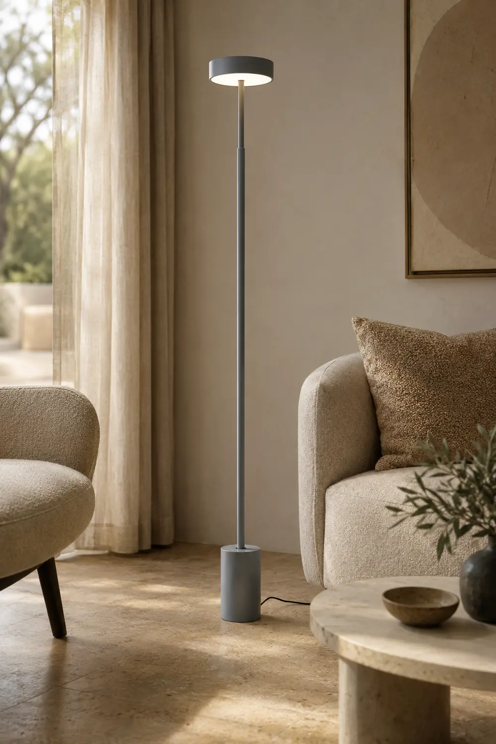 Edge Floor Lamp Linear Modern/Minimalist, Black/White/Gray, Bedroom - Lumpaz