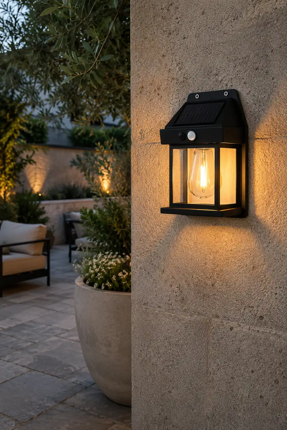 Waterproof Tungsten Bulb Intelligent Three Modes Modern Solar Wall Lights - Lumpaz