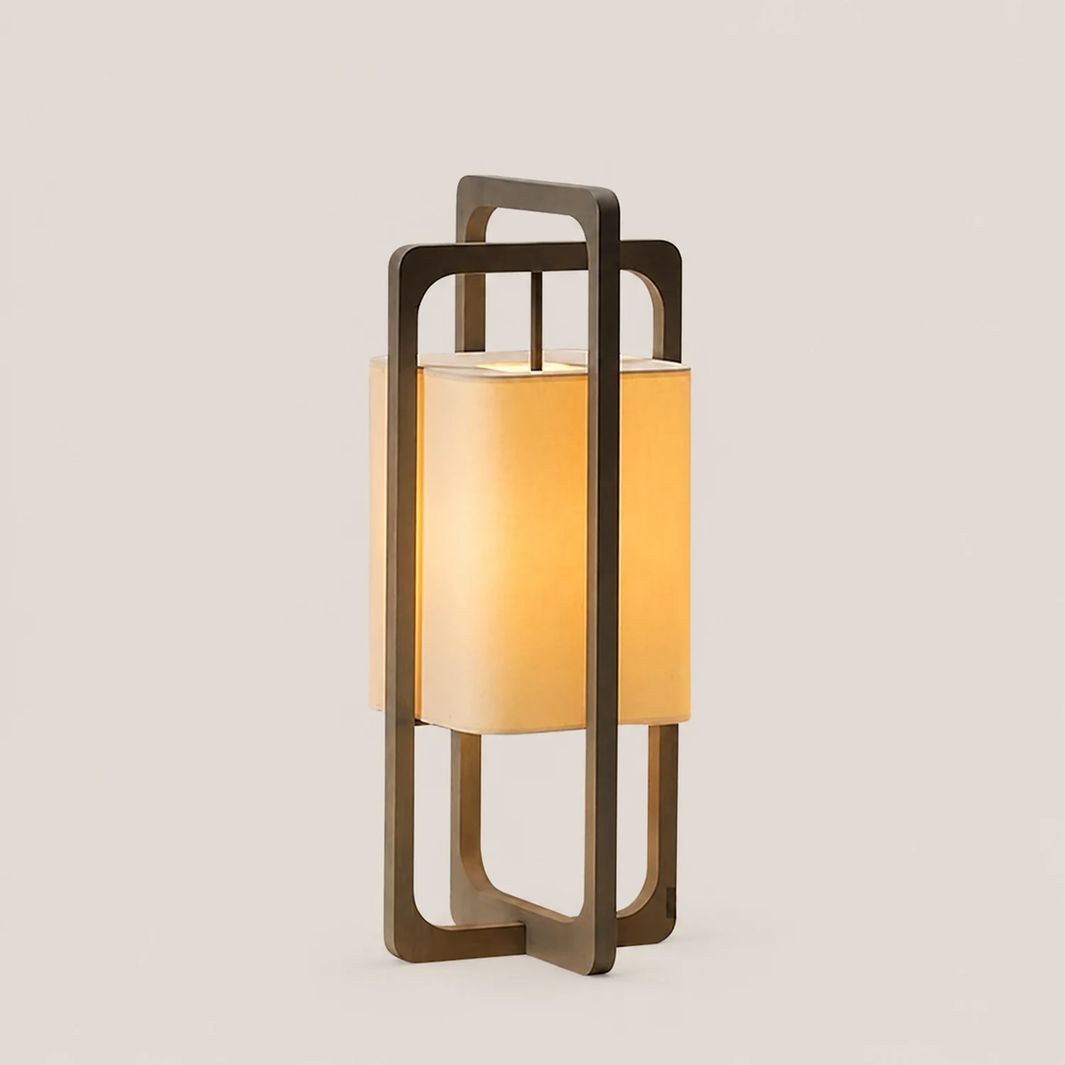 Ozawa Retro Rectangular Wood Fabric Floor Lamp - Lumpaz
