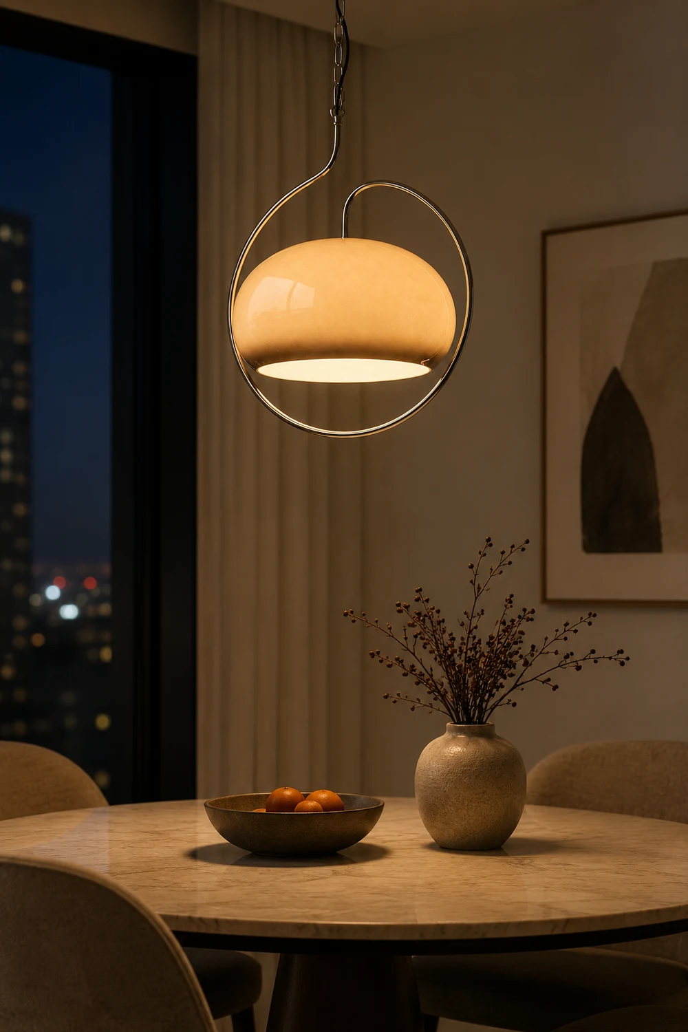 Hailie Retro Glass Pendant Light, Brown/White - Lumpaz