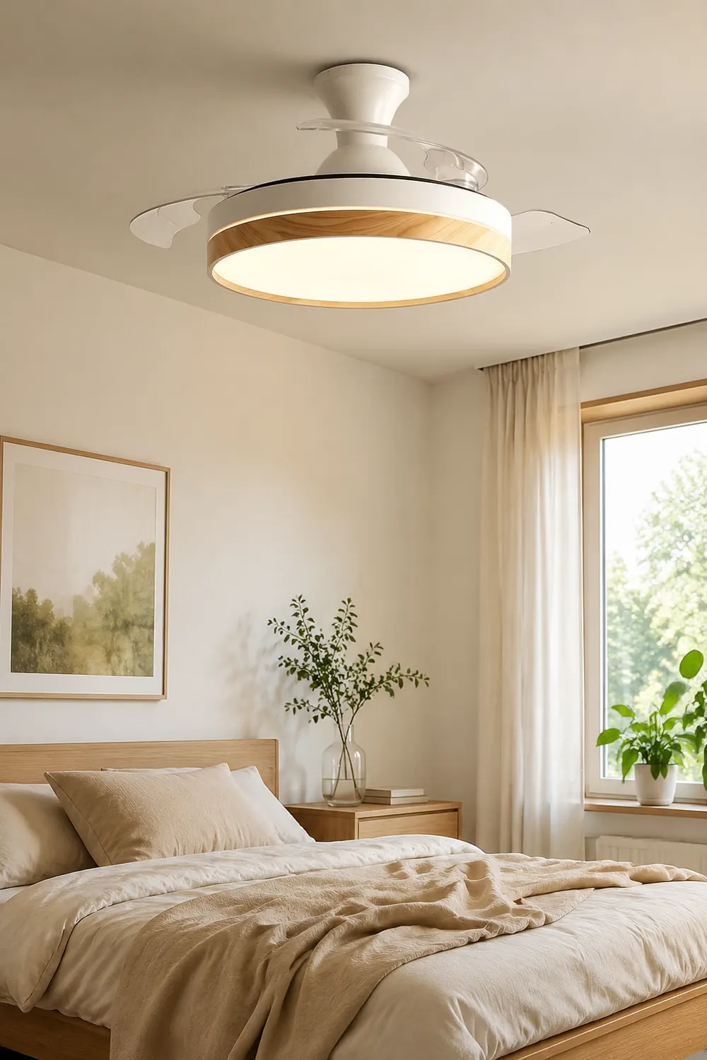 Morandi Ceiling Fan with Light, 4 Color, DIA 35.8"/42.1" - Lumpaz