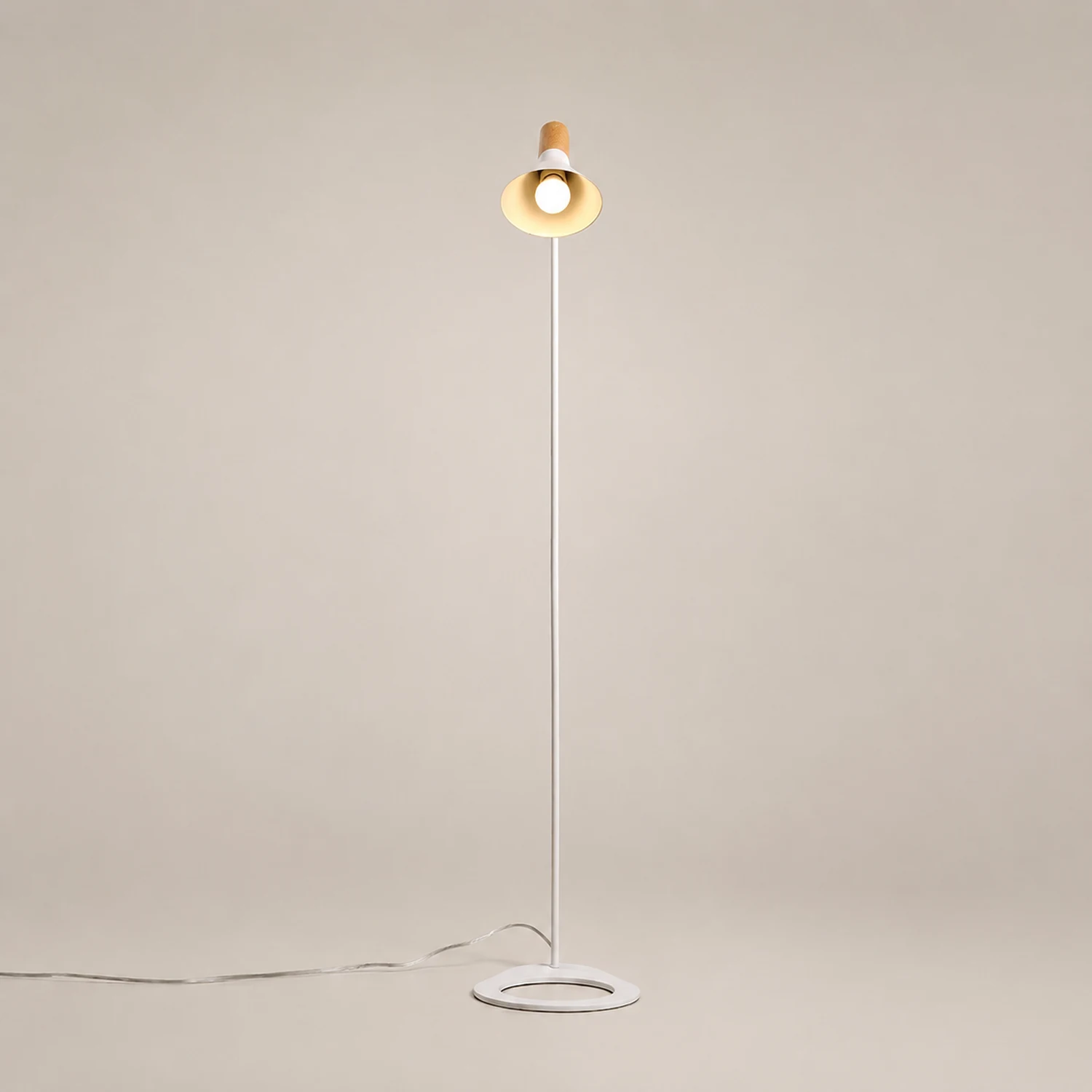 Carins Modern Minimalist Metal/Wood Floor Lamp, Black/White - Lumpaz