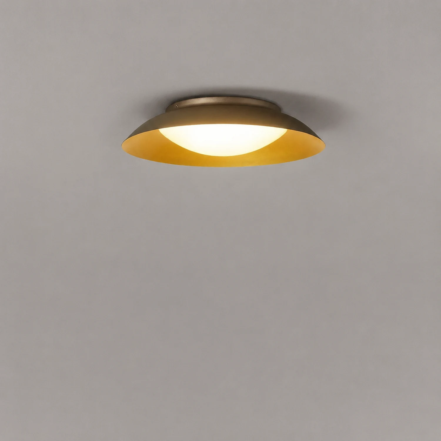 Carins Round Metal Flush Mount Ceiling Light, Brass - Lumpaz