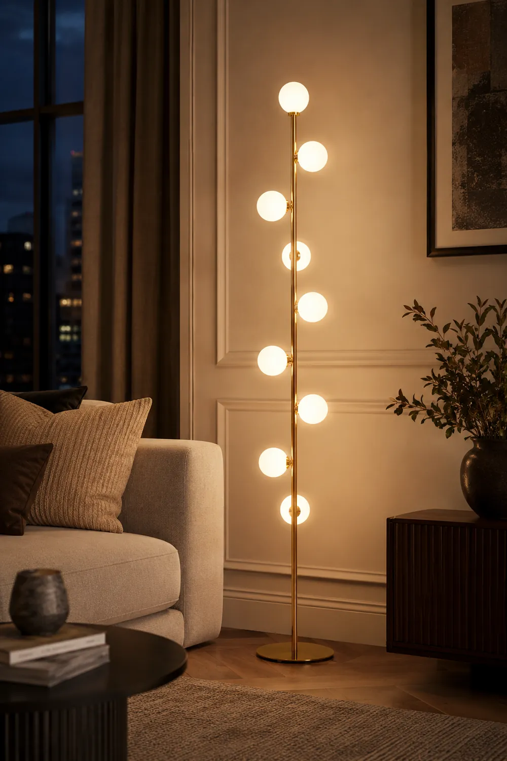 Valentina Globe Glass Slim Floor Lamp, Living Room - Lumpaz