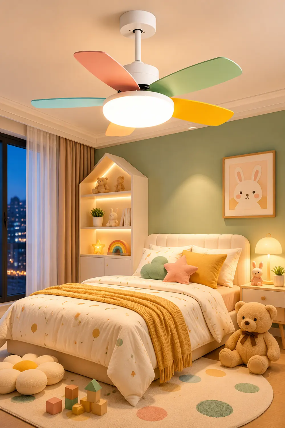 Morandi Colorful DC Ceiling Fan with Light, Summer, 42'' - Lumpaz