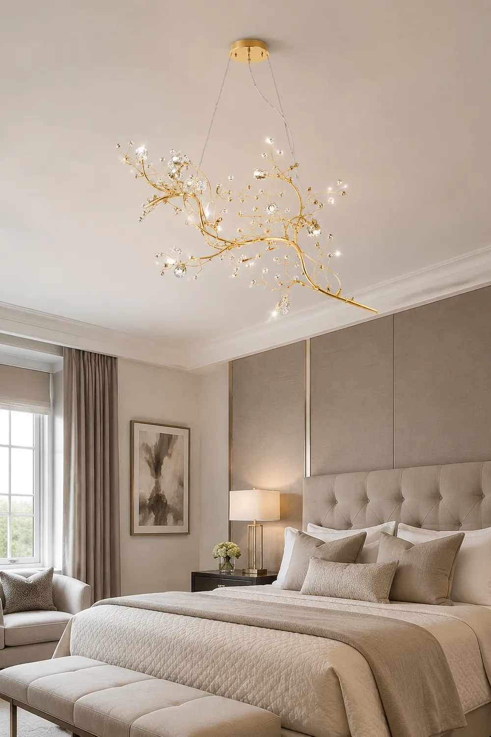 Ophelia Romantic Art Deco Branch Pendant Light Gold/Black/Silver Living Room - Lumpaz
