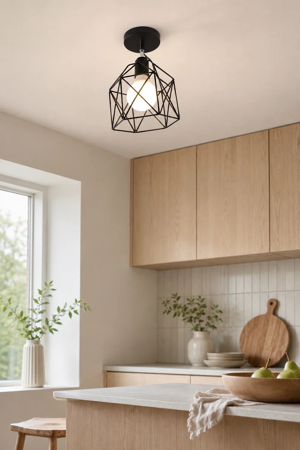 Herbert Modern Nordic Metal LED Flush Mount Ceiling Light, Black/White - Lumpaz