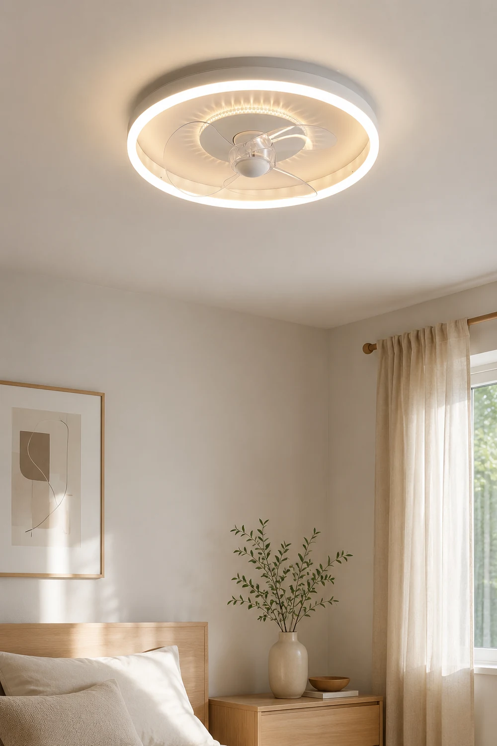 Quinn White Double-light Ceiling Fan with Light, DIA 15.7"/19.7" - Lumpaz