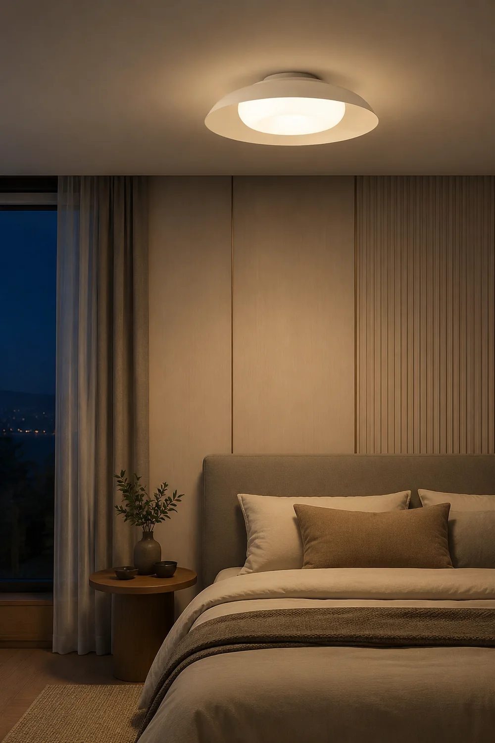 Carins Nordic Bowl Acrylic Flush Mount Ceiling Light, White - Lumpaz