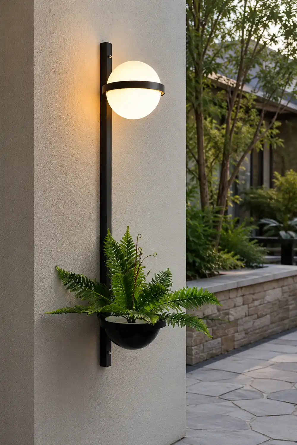 Creative Flowerpot Ball Waterproof LED Black Modern Outdoor Wall Light - Lumpaz