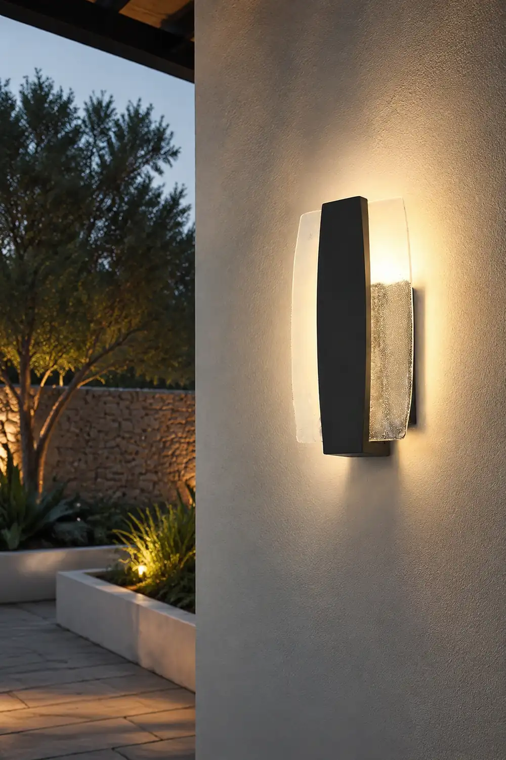 Waterproof LED Handmade Bubbles Glass Black Modern Outdoor Wall Light - Lumpaz