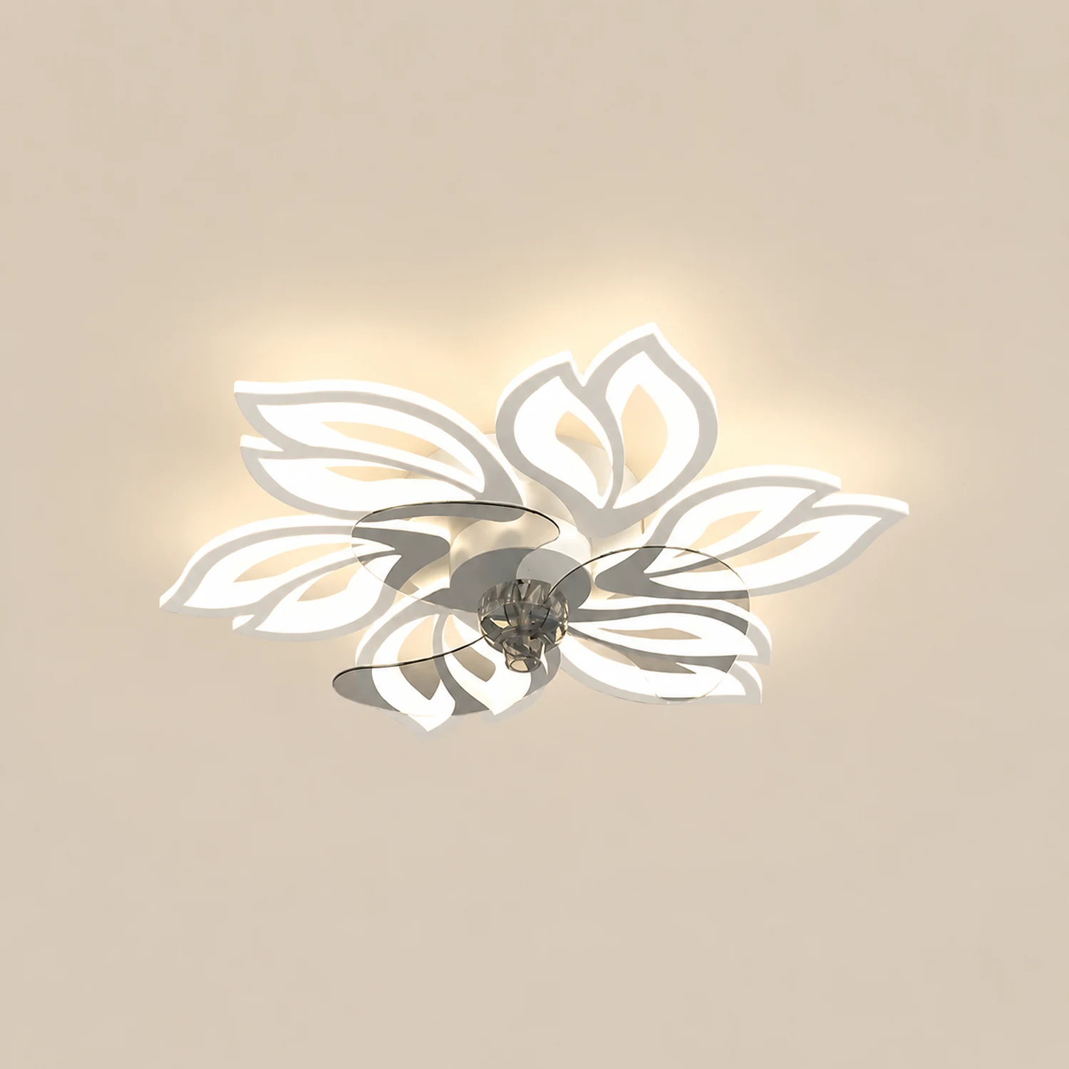 Hana Modern Flower Ceiling Fan with Light, 3 Color, L 25.5"/27"/31"/35.5" - Lumpaz