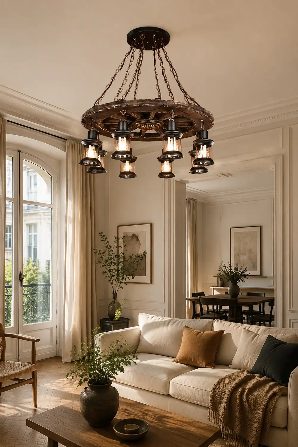Austin Vintage Wood/Metal Pendant Light Dining Room - Lumpaz