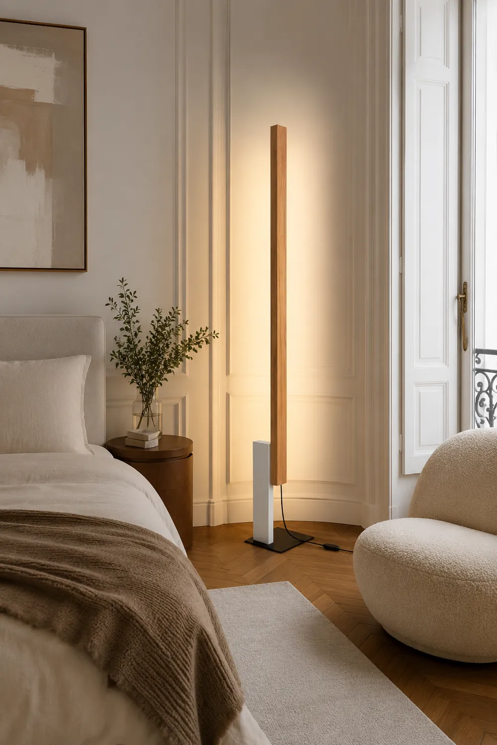 Edge Minimalist Linear Wood/Metal Floor Lamp , 4 Color - Lumpaz