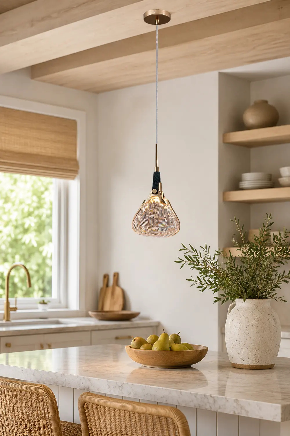 Hailie Postmodern Elegant Gold/Black Bedroom Pendant Light - Lumpaz