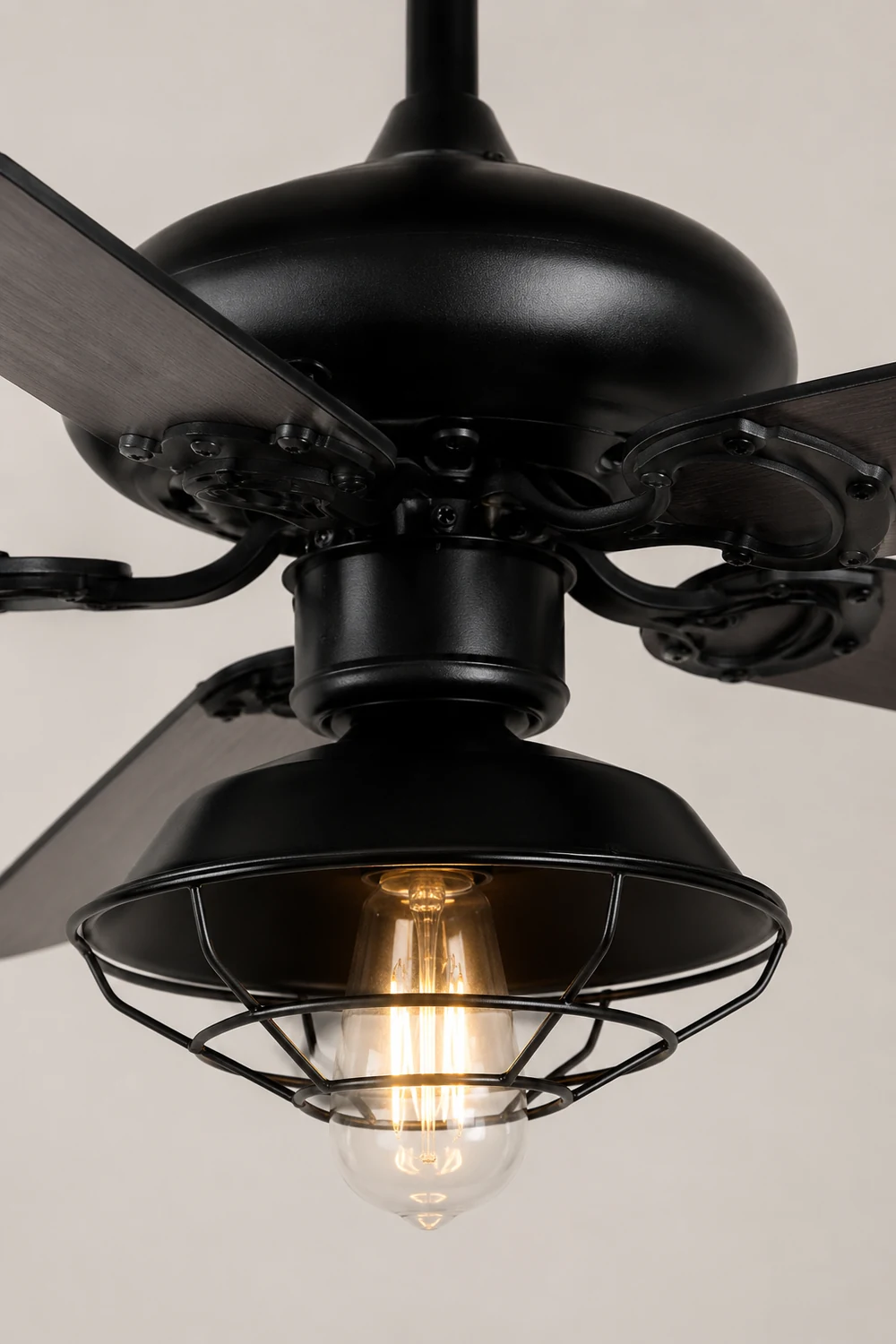 Alessio Industrial 5-Blade Black Ceiling Fan with Light, 4 Style, DIA 42.1'' - Lumpaz