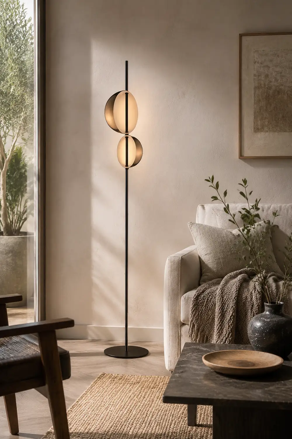 Salgado Modern Minimalist Metal Floor Lamp, Black/Gold - Lumpaz