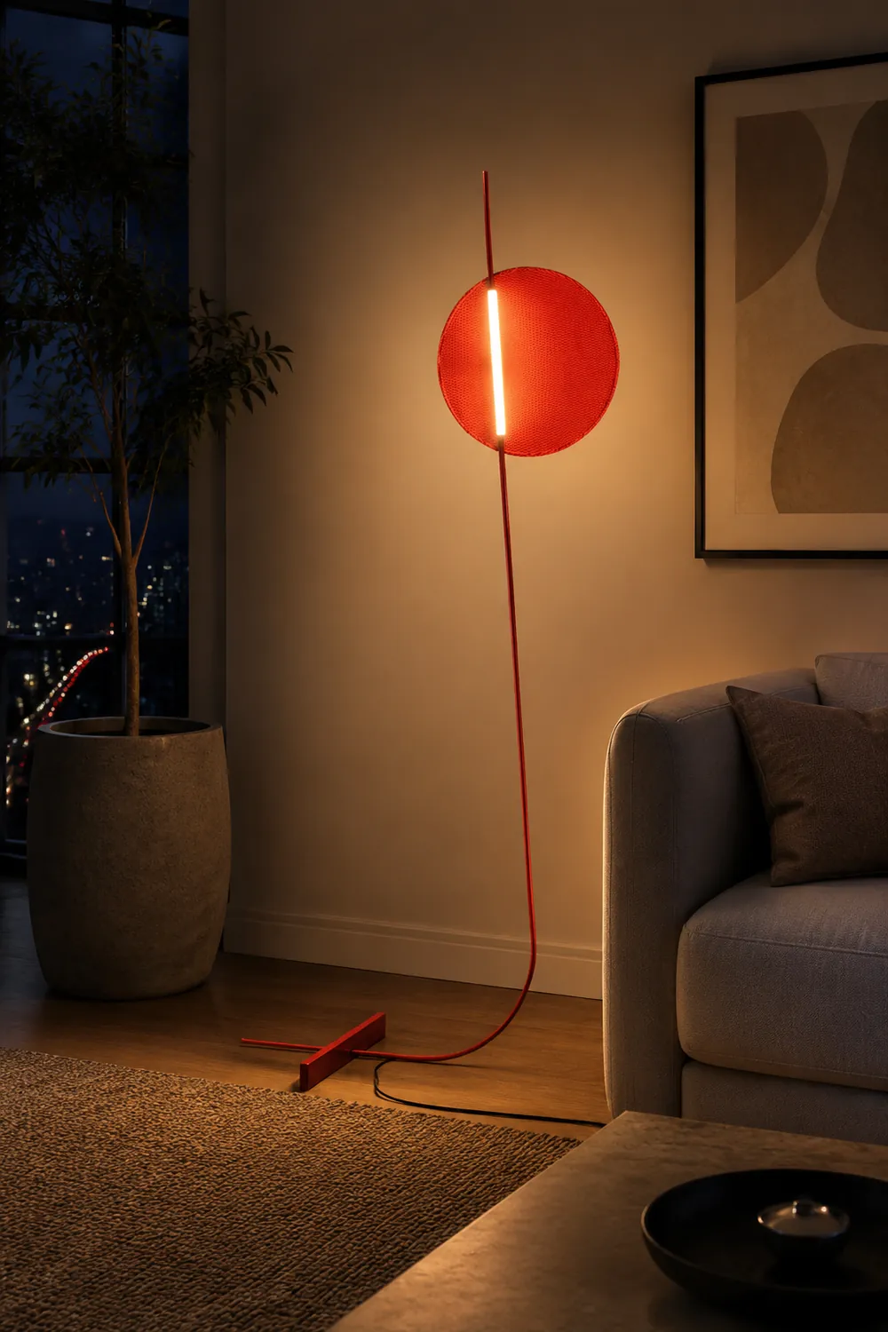 Elif Floor Lamp Blood Moon Postmodern, Metal, Red, Bedroom - Lumpaz