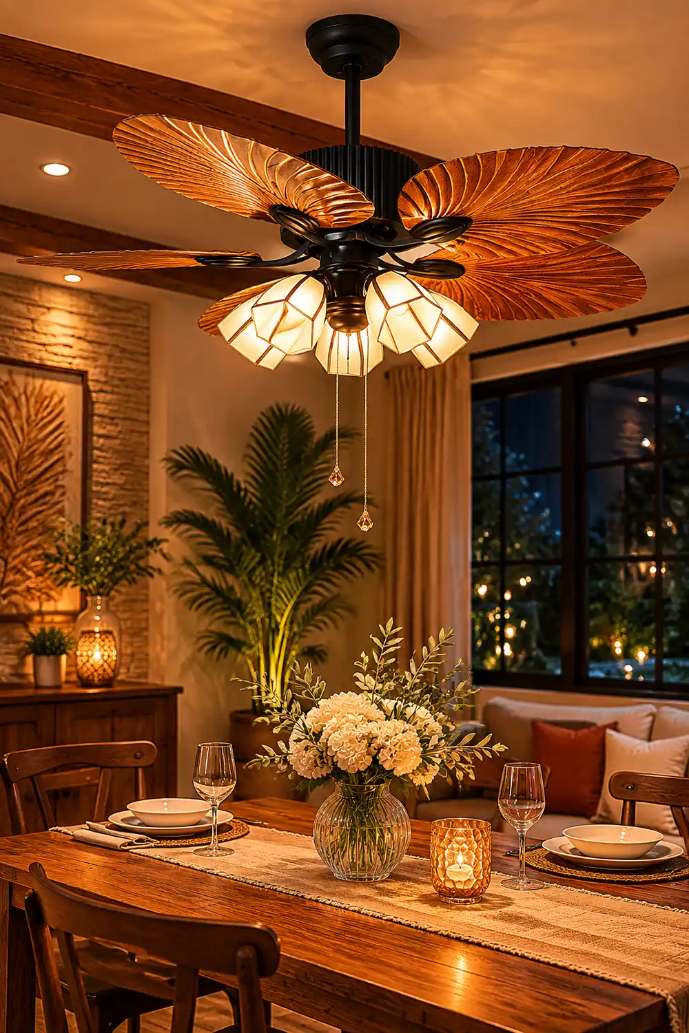 Bella 5-Blade Rustic DC Ceiling Fan with Light, Summer, 52'' - Lumpaz