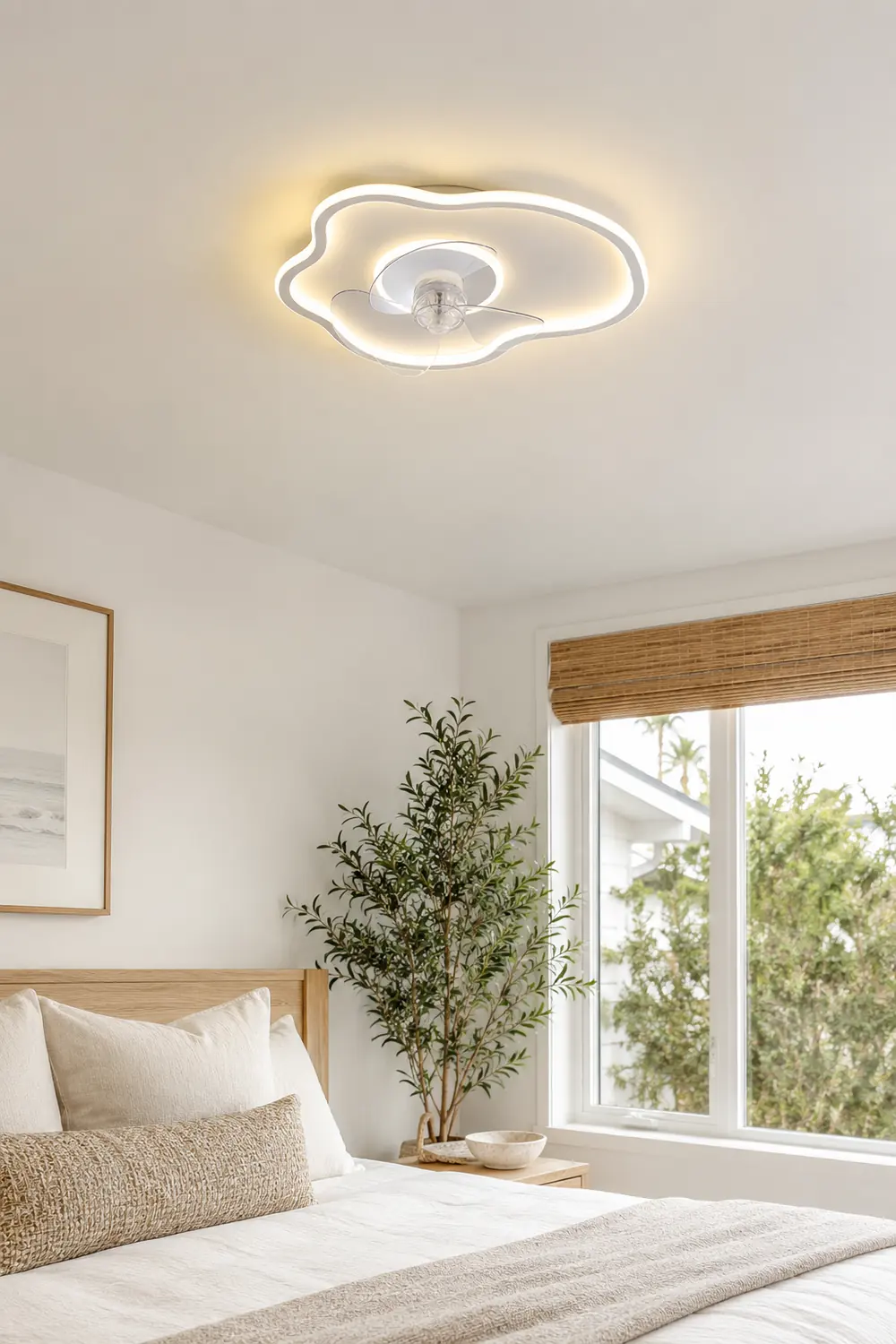 Edge White Ceiling Fan with Light, 8 Style, L 16"/18" - Lumpaz