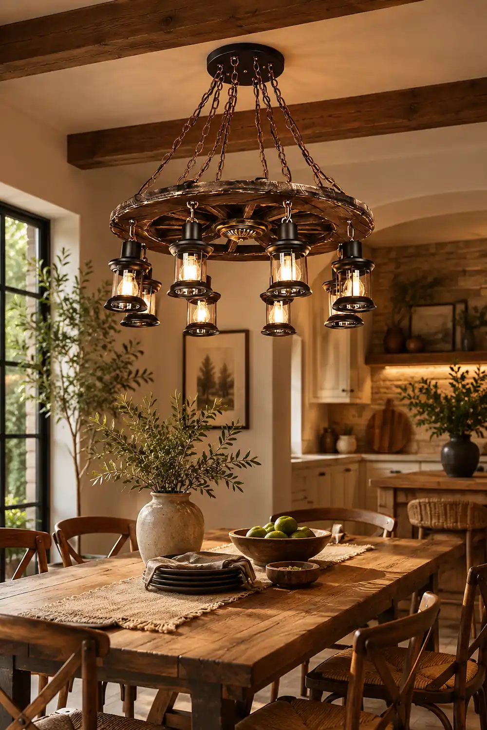 Austin Vintage Wood/Metal Pendant Light Dining Room - Lumpaz
