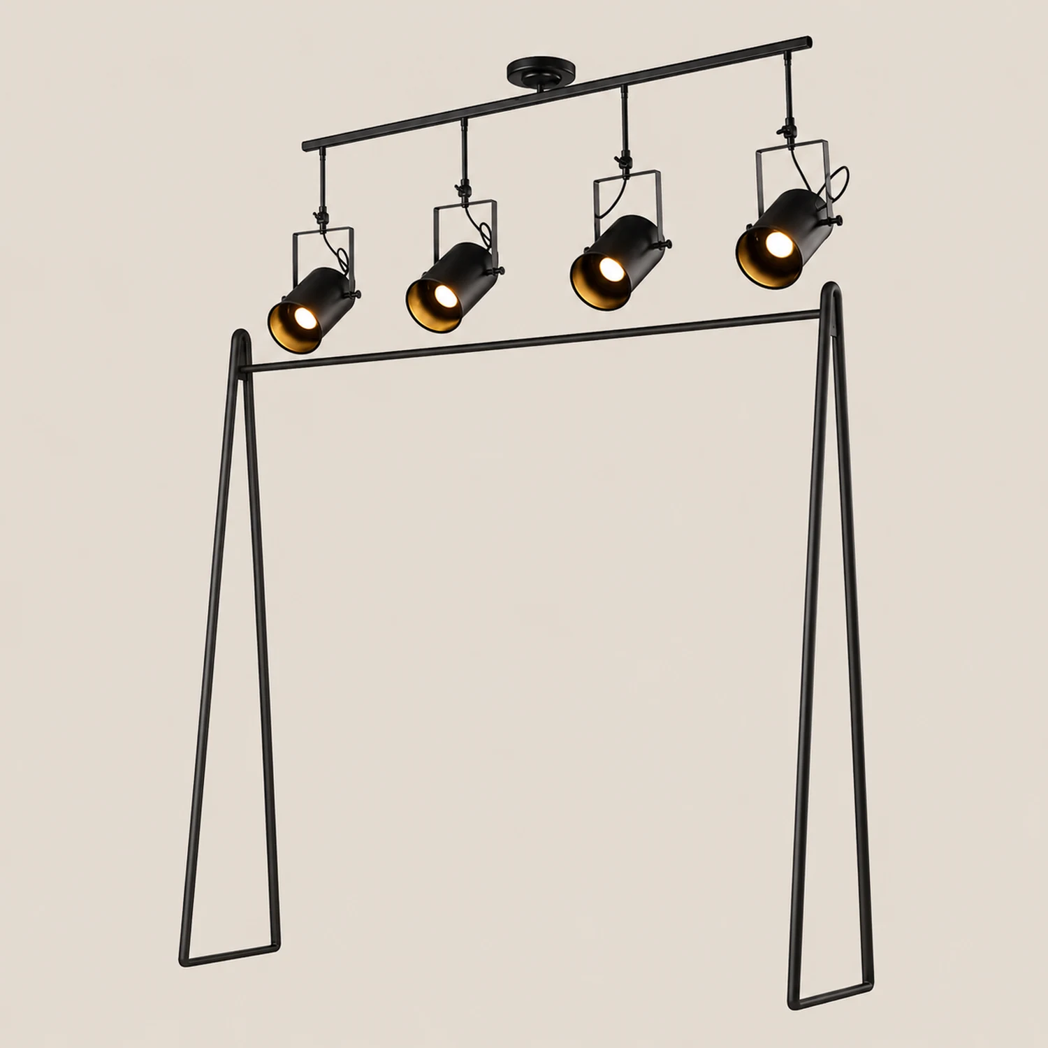 Alessio Vintage Adjustable Semi-Flush Mount Ceiling Light, Black - Lumpaz
