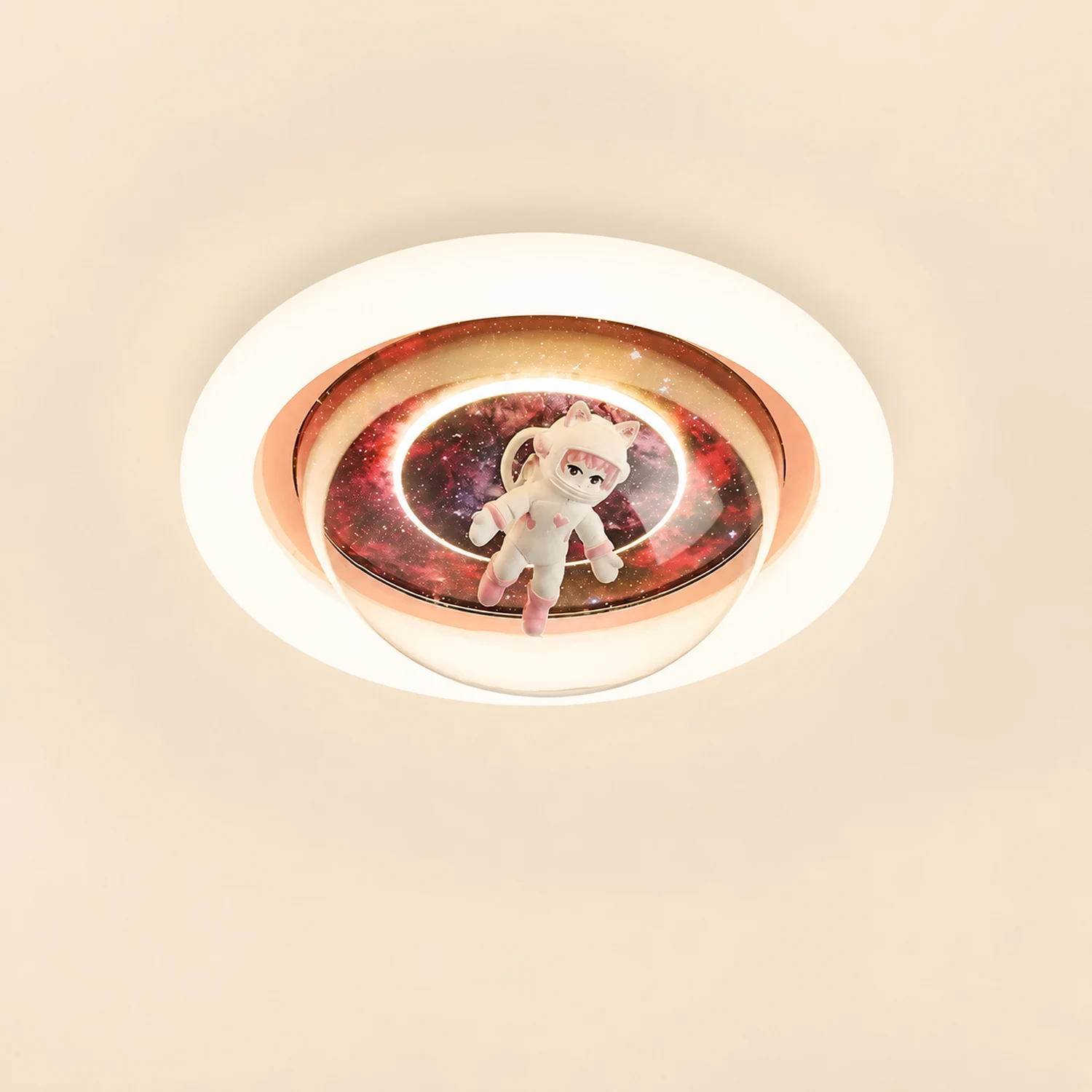 Fateh Flush Mount Ceiling Light Astronaut Modern, Metal/Acrylic, Pink/Blue, Bedroom - Lumpaz