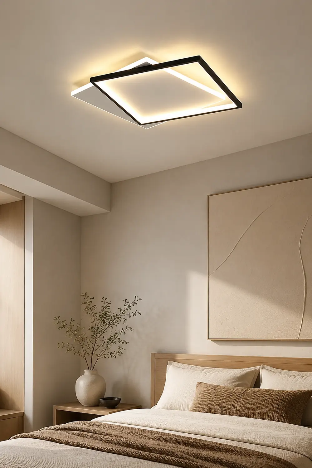 Quinn Modern Square/ Round Flush Mount Ceiling Light, Black with White - Lumpaz