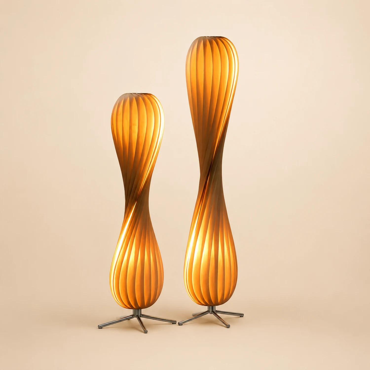 Ozawa Modern Twisted Wood Floor Lamp Wood Color - Lumpaz